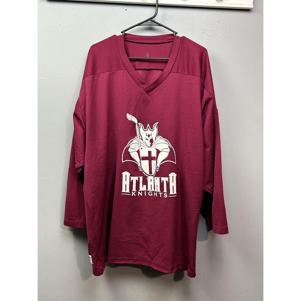 Vintage Atlanta Knights Shirt Mens Maroon Hockey Jersey Pear Sox Minor League